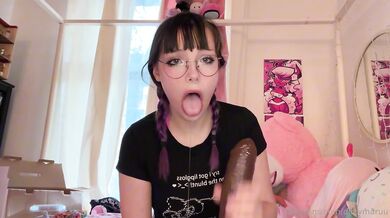 DitzyMaruu Blowjobs Her Black Dildo Sloppily