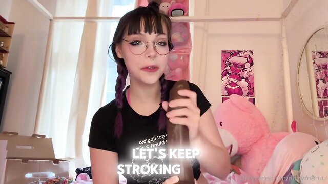 DitzyMaruu Blowjobs Her Black Dildo Sloppily