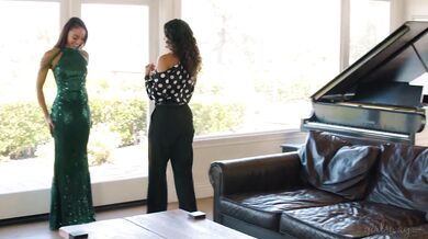 Lovely Cougar And Adorable Younger Girl Make Love In The Living Room