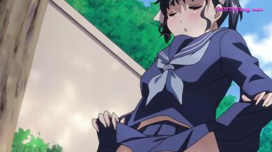 Public park anime slut drops panties for wet pussy play