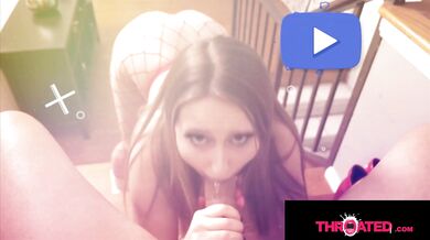 Super Gorgeous Brunette Chanel Camryn Gets Her Throat And Face Covered In Cock Juice