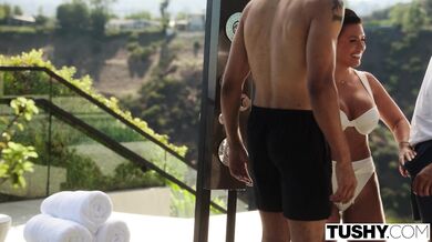 Sexy MILF Divorcee Eva Angelina Gets Double Penetrated By Her Two Hot Neighbors