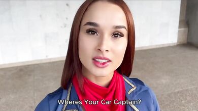 Sexy Redhead Latina Flight Attendant Abella Olsen Makes Passenger Choose Her Airline