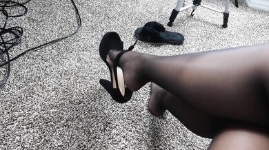 Asian Girl In Shiny Pantyhose With Feet And Upskirt Views