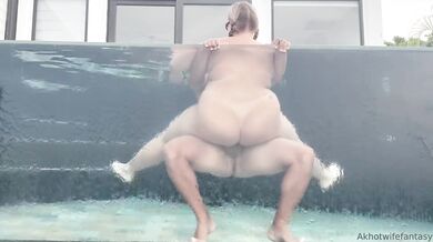 Outdoor Pool BBW Hotwife Fucking