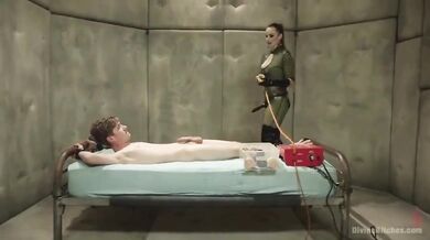 Latex mistress has guy for treatment