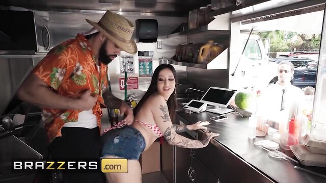 Anna Chambers Gets Naughty Behind The Counter And Fucks James Angel In The Food Truck