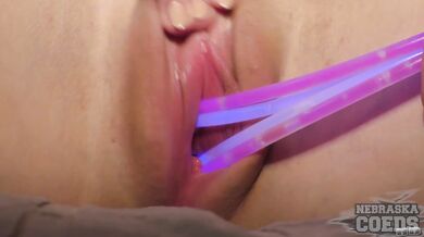 Candice Opening Pussy And Gaping With Glowsticks