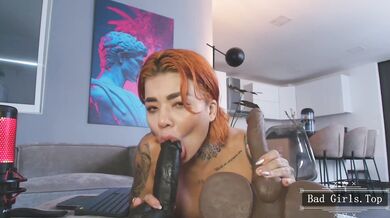 BBC dildo riding and sucking