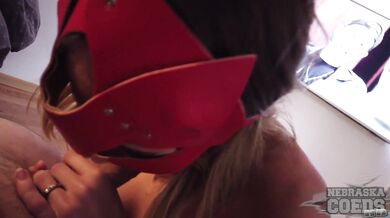 Hot POV Blowjob In Red Mask On Valentine's Day