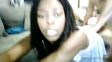 Horny ebony slut takes hard fucking with white cock