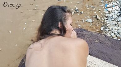 Sex On The Naked Beach With A Scorching Lady In Doggystyle