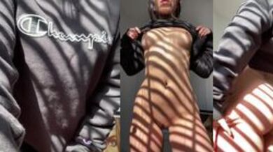 Showing my perfect body under my hoodie