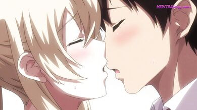 Innocent anime lady lets her lover in for the first time