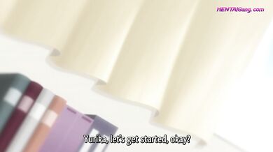 Innocent anime lady lets her lover in for the first time