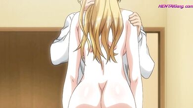 Blushing blonde step sinks down and bounces hard on thick cock