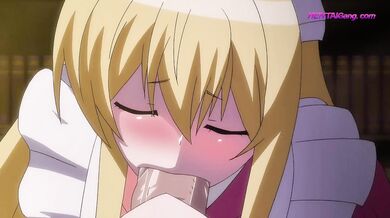 Blonde maid serves creamy morning ride in vintage uniform