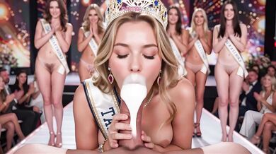 Beauty Contest Turns Into A Blowjob And Cum Eating Competition