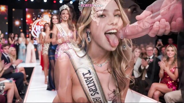 Beauty Contest Turns Into A Blowjob And Cum Eating Competition