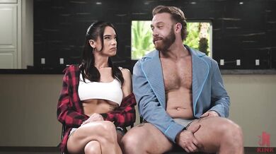 Hot dominating girl captures submissive male bunny