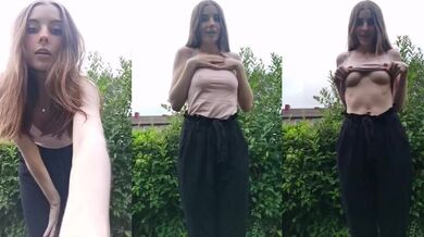 Showing my titties outdoor
