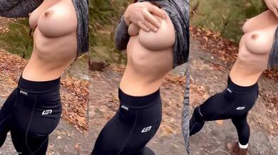 Topless hiking