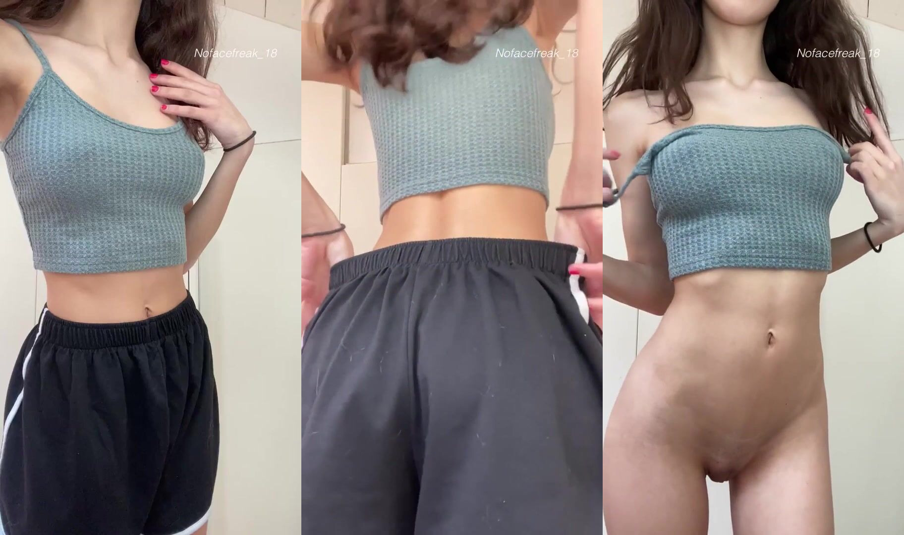 Fit teen girl shows her titties