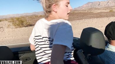 Fucking Eva Elfie's tight pussy on the open road