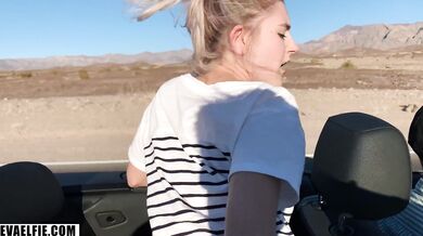 Fucking Eva Elfie's tight pussy on the open road
