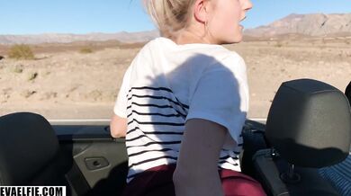 Fucking Eva Elfie's tight pussy on the open road