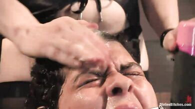 Tough mistress shaves his head