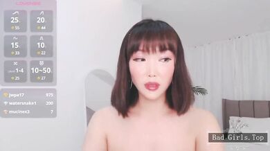 Pretty Asian teen teasing show