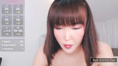 Pretty Asian teen teasing show