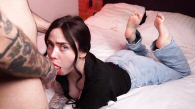 Deepthroat facefucking, doggystyle and facial with beautiful teen
