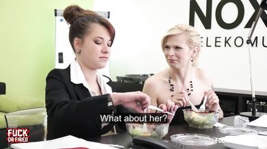 Blonde Office Girl Gets Pounded In Fishnet Stockings
