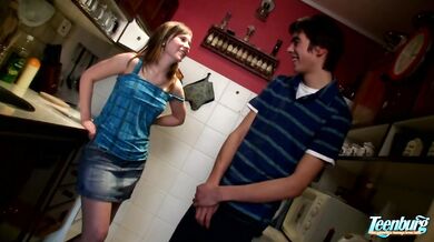 Young couple experimenting in the kitchen
