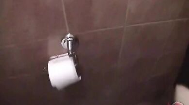 Czech amateur fucks in a public toilet