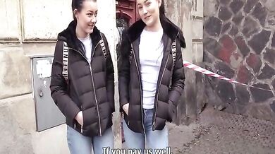 Czech twins fuck in threesomes for money
