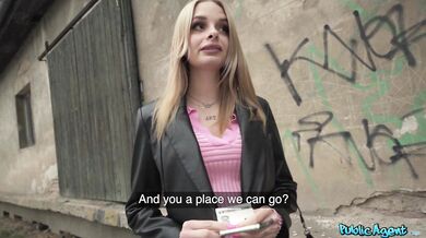 Teen blonde fucked outdoor by Public Agent