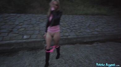 Teen blonde fucked outdoor by Public Agent