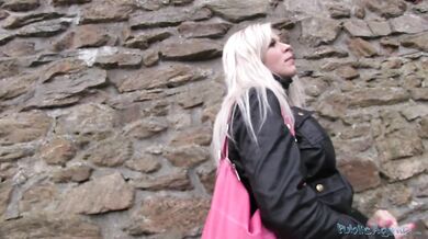 Czech blonde fucks in public toilets for money