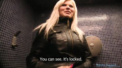 Czech blonde fucks in public toilets for money