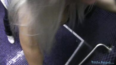Czech blonde fucks in public toilets for money