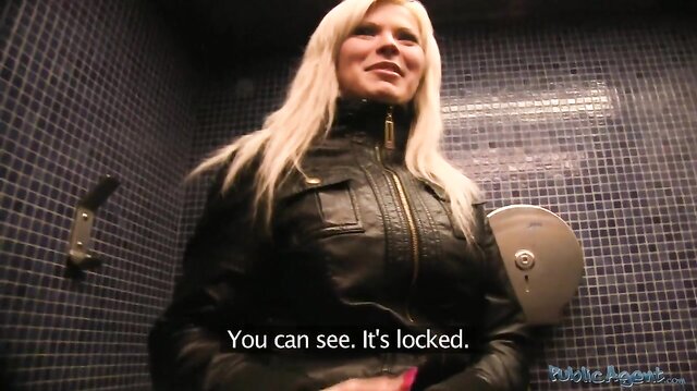 Czech blonde fucks in public toilets for money