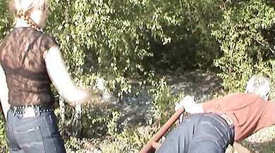 Playful Dominance Action With Wet Jeans