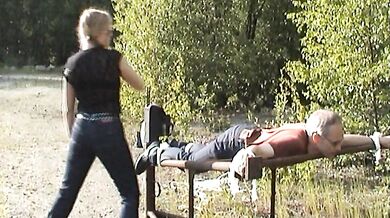 Playful Dominance Action With Wet Jeans