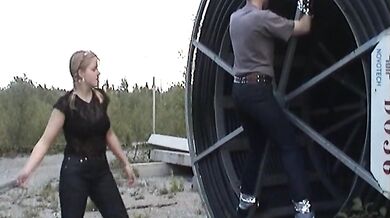 Playful Dominance Action With Wet Jeans