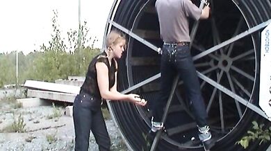 Playful Dominance Action With Wet Jeans