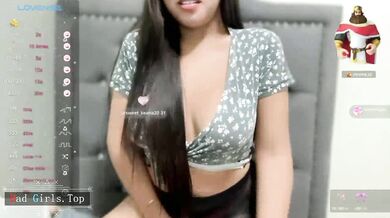 This cute girl with big natural boobs teases on her webcam