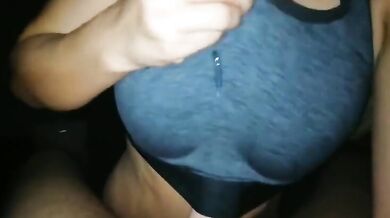 She Finishes Him Off Inside Her Sports Bra